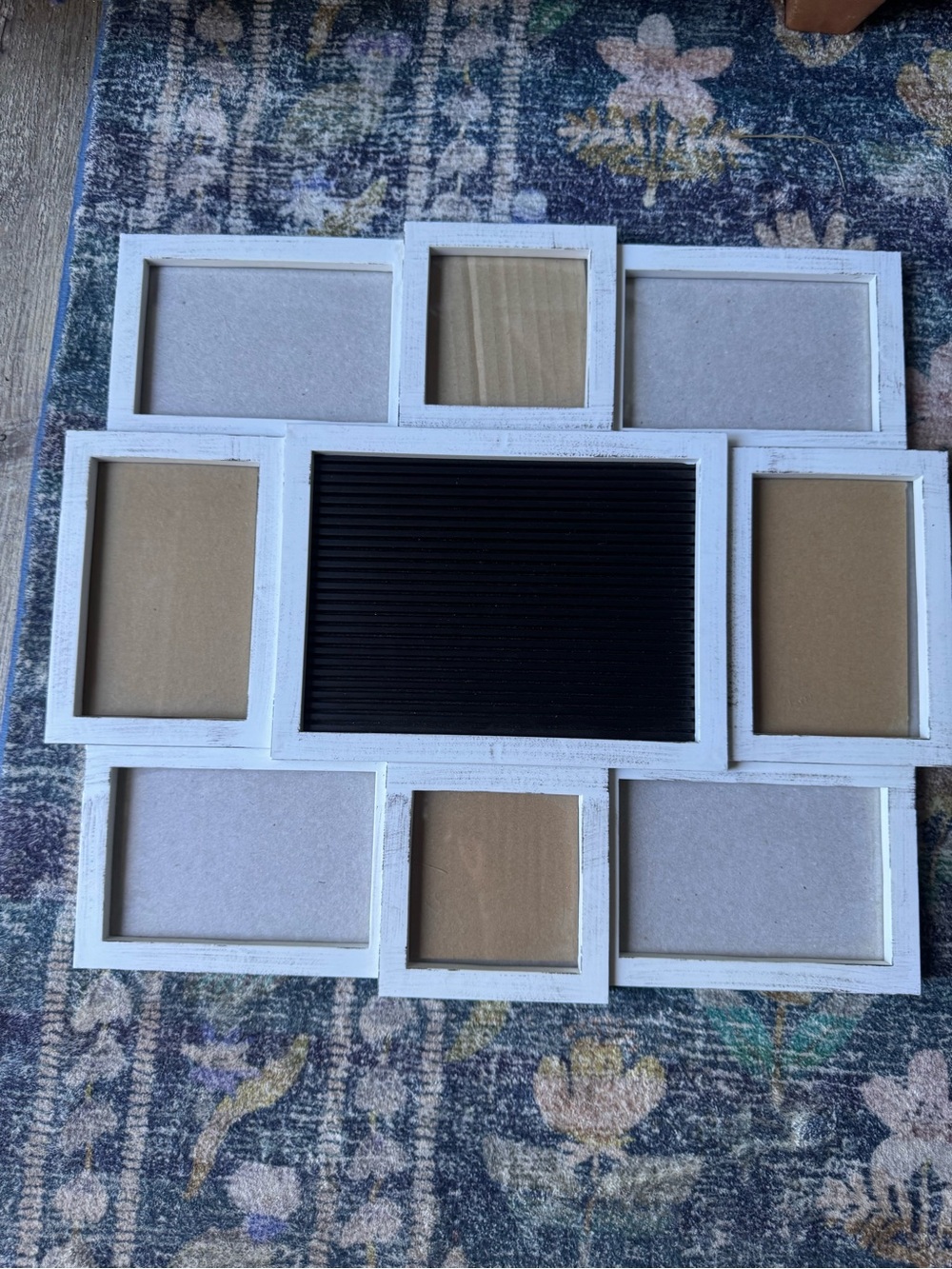 White Multi-Opening Photo Frame with Black Letterboard Center